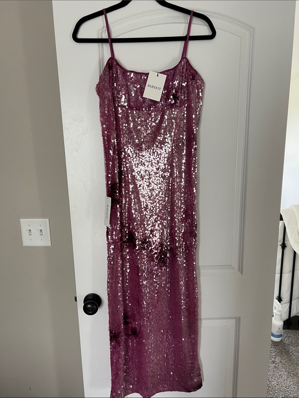 Bardot Rose Pink Sequin Maxi Slip Dress